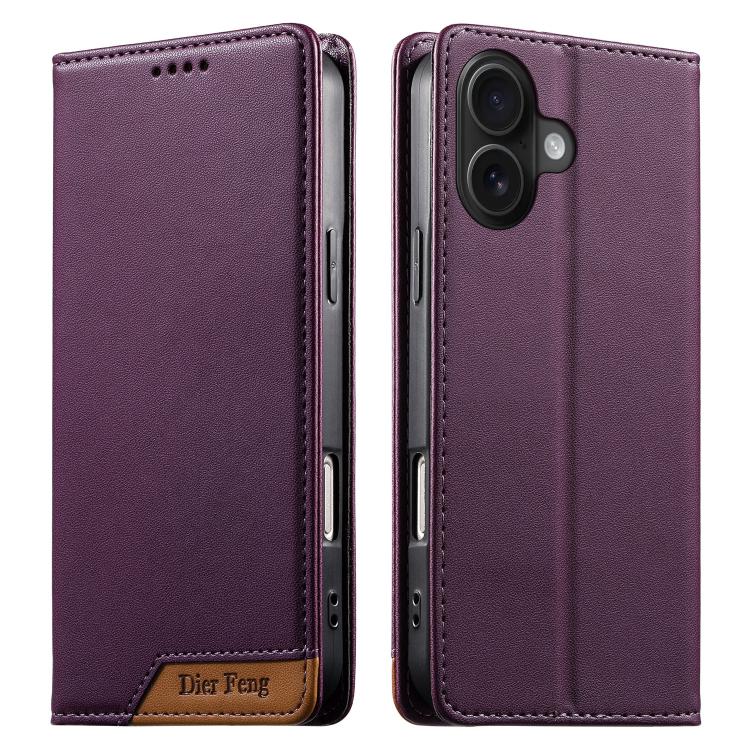 Étui de téléphone Dierfeng en cuir végétalien magnétique RFID, pour iPhone 16, pour iPhone 15 Pro Max, pour iPhone 15 Pro, pour iPhone 15 Plus, pour iPhone 15, pour iPhone 14 Plus, pour iPhone 14 / 13, pour iPhone 14 Pro