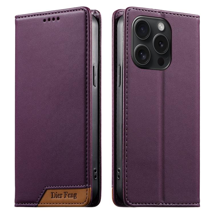 Étui de téléphone Dierfeng en cuir végétalien magnétique RFID, pour iPhone 16, pour iPhone 15 Pro Max, pour iPhone 15 Pro, pour iPhone 15 Plus, pour iPhone 15, pour iPhone 14 Plus, pour iPhone 14 / 13, pour iPhone 14 Pro