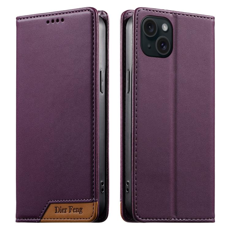 Étui de téléphone Dierfeng en cuir végétalien magnétique RFID, pour iPhone 16, pour iPhone 15 Pro Max, pour iPhone 15 Pro, pour iPhone 15 Plus, pour iPhone 15, pour iPhone 14 Plus, pour iPhone 14 / 13, pour iPhone 14 Pro