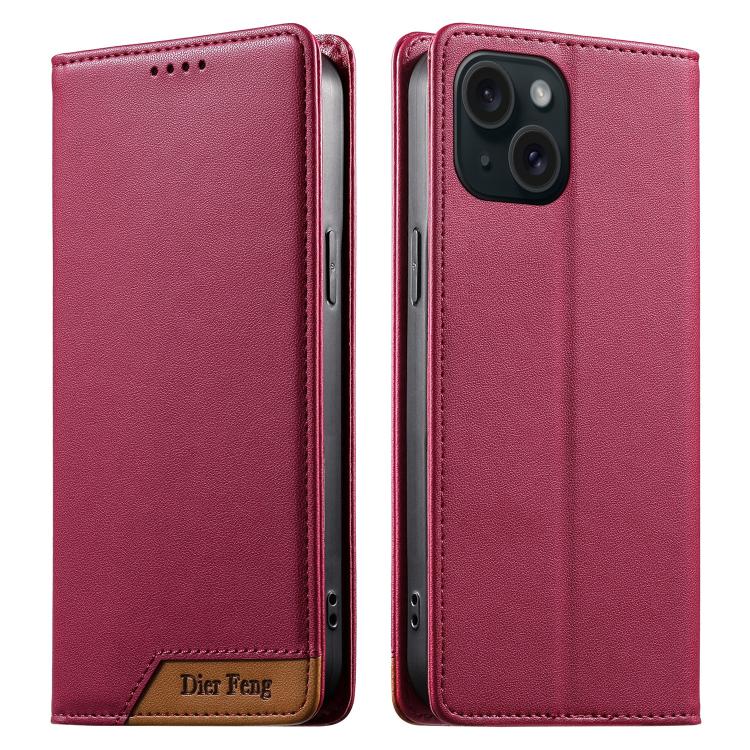 Étui de téléphone Dierfeng en cuir végétalien magnétique RFID, pour iPhone 16, pour iPhone 15 Pro Max, pour iPhone 15 Pro, pour iPhone 15 Plus, pour iPhone 15, pour iPhone 14 Plus, pour iPhone 14 / 13, pour iPhone 14 Pro