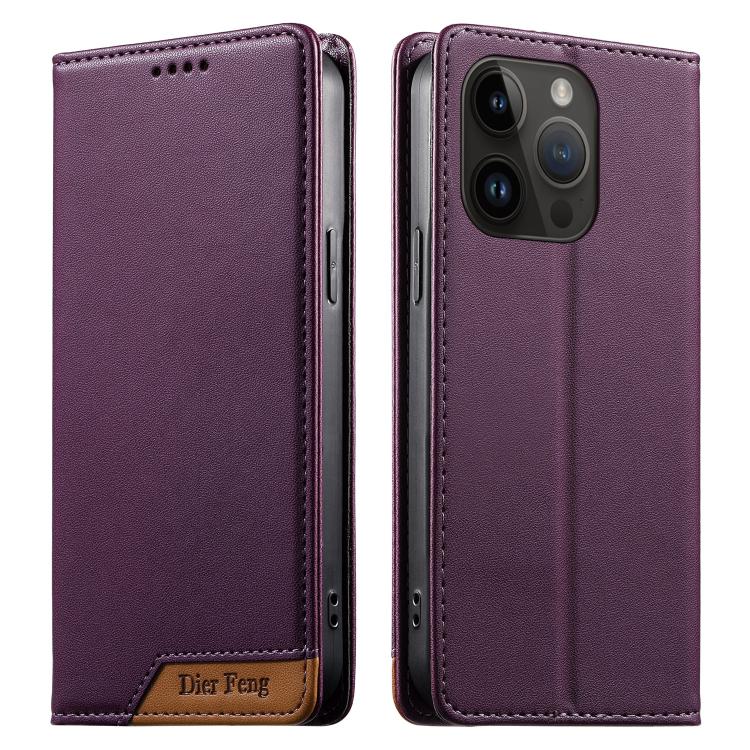 Étui de téléphone Dierfeng en cuir végétalien magnétique RFID, pour iPhone 16, pour iPhone 15 Pro Max, pour iPhone 15 Pro, pour iPhone 15 Plus, pour iPhone 15, pour iPhone 14 Plus, pour iPhone 14 / 13, pour iPhone 14 Pro
