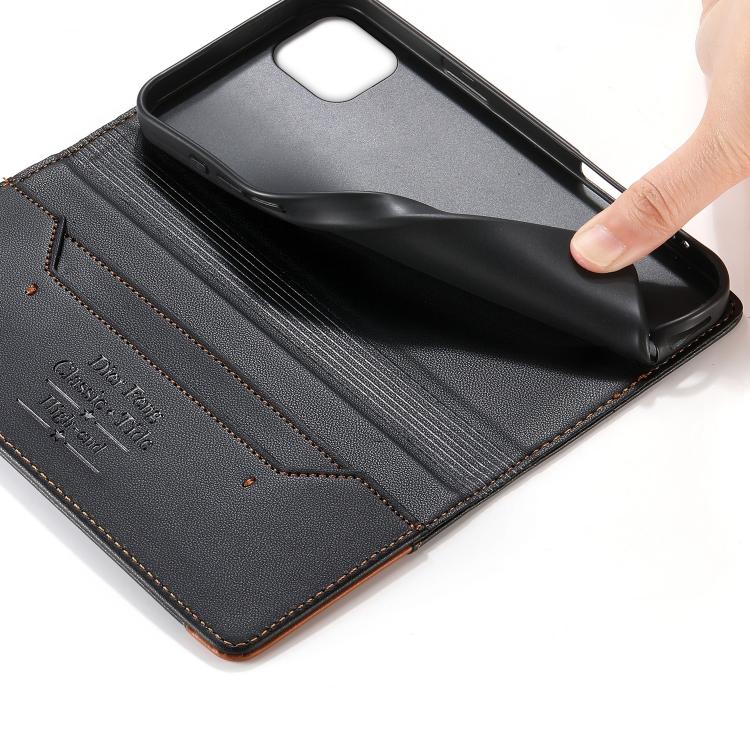 Coque de téléphone en cuir végétalien Dierfeng Splicing Strong Magnetic RFID, pour iPhone 11 Pro Max, pour iPhone 11, pour iPhone 11 Pro, pour iPhone X / XS, pour iPhone XR, pour iPhone XS Max, pour iPhone 8 Plus / 7 Plus