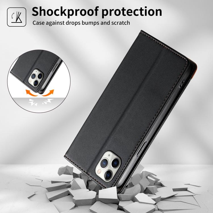 Coque de téléphone en cuir végétalien Dierfeng Splicing Strong Magnetic RFID, pour iPhone 11 Pro Max, pour iPhone 11, pour iPhone 11 Pro, pour iPhone X / XS, pour iPhone XR, pour iPhone XS Max, pour iPhone 8 Plus / 7 Plus