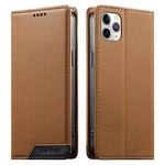 Coque de téléphone en cuir végétalien Dierfeng Splicing Strong Magnetic RFID, pour iPhone 11 Pro Max, pour iPhone 11, pour iPhone 11 Pro, pour iPhone X / XS, pour iPhone XR, pour iPhone XS Max, pour iPhone 8 Plus / 7 Plus