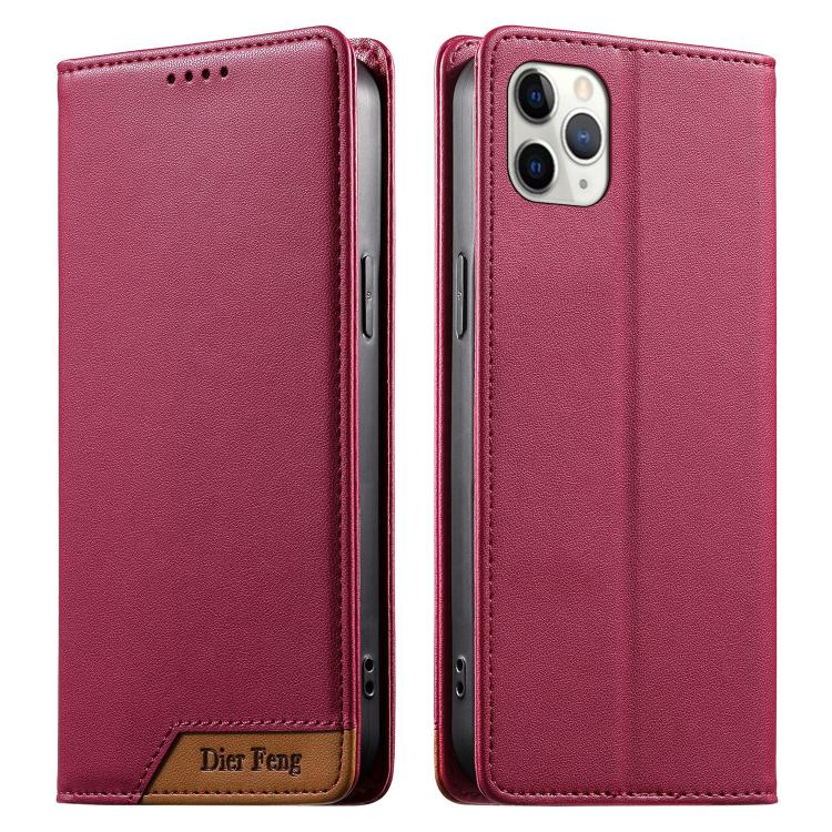 Coque de téléphone en cuir végétalien Dierfeng Splicing Strong Magnetic RFID, pour iPhone 11 Pro Max, pour iPhone 11, pour iPhone 11 Pro, pour iPhone X / XS, pour iPhone XR, pour iPhone XS Max, pour iPhone 8 Plus / 7 Plus