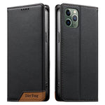 Coque de téléphone en cuir végétalien Dierfeng Splicing Strong Magnetic RFID, pour iPhone 11 Pro Max, pour iPhone 11, pour iPhone 11 Pro, pour iPhone X / XS, pour iPhone XR, pour iPhone XS Max, pour iPhone 8 Plus / 7 Plus