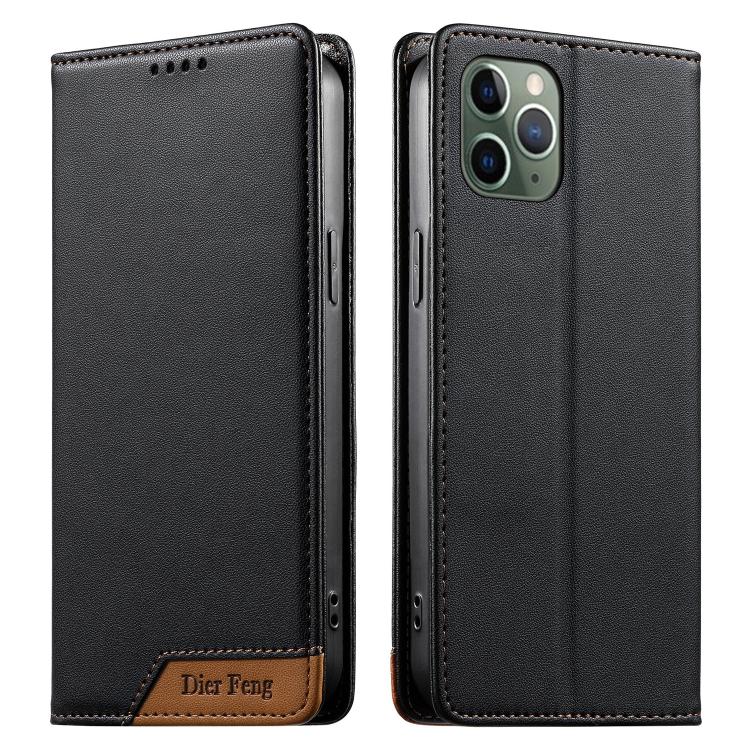 Coque de téléphone en cuir végétalien Dierfeng Splicing Strong Magnetic RFID, pour iPhone 11 Pro Max, pour iPhone 11, pour iPhone 11 Pro, pour iPhone X / XS, pour iPhone XR, pour iPhone XS Max, pour iPhone 8 Plus / 7 Plus