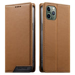 Coque de téléphone en cuir végétalien Dierfeng Splicing Strong Magnetic RFID, pour iPhone 11 Pro Max, pour iPhone 11, pour iPhone 11 Pro, pour iPhone X / XS, pour iPhone XR, pour iPhone XS Max, pour iPhone 8 Plus / 7 Plus