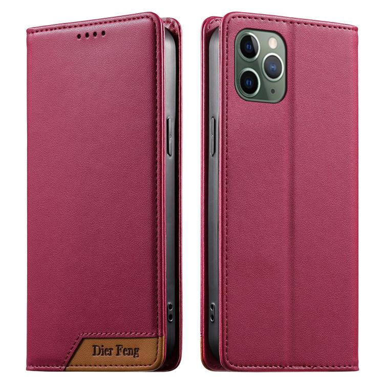 Coque de téléphone en cuir végétalien Dierfeng Splicing Strong Magnetic RFID, pour iPhone 11 Pro Max, pour iPhone 11, pour iPhone 11 Pro, pour iPhone X / XS, pour iPhone XR, pour iPhone XS Max, pour iPhone 8 Plus / 7 Plus