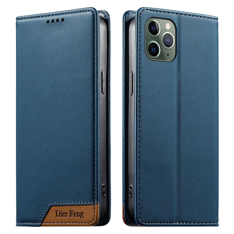Coque de téléphone en cuir végétalien Dierfeng Splicing Strong Magnetic RFID, pour iPhone 11 Pro Max, pour iPhone 11, pour iPhone 11 Pro, pour iPhone X / XS, pour iPhone XR, pour iPhone XS Max, pour iPhone 8 Plus / 7 Plus