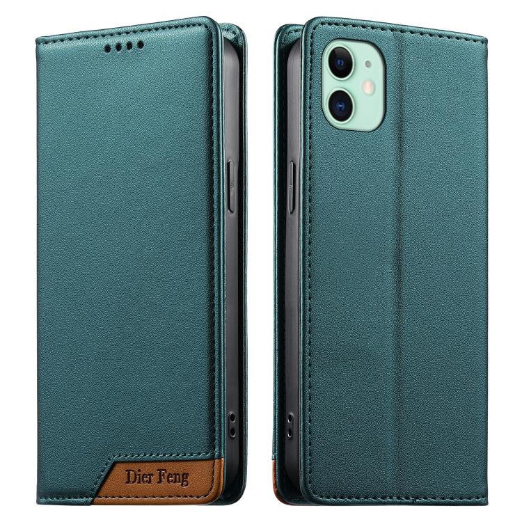 Coque de téléphone en cuir végétalien Dierfeng Splicing Strong Magnetic RFID, pour iPhone 11 Pro Max, pour iPhone 11, pour iPhone 11 Pro, pour iPhone X / XS, pour iPhone XR, pour iPhone XS Max, pour iPhone 8 Plus / 7 Plus
