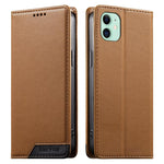 Coque de téléphone en cuir végétalien Dierfeng Splicing Strong Magnetic RFID, pour iPhone 11 Pro Max, pour iPhone 11, pour iPhone 11 Pro, pour iPhone X / XS, pour iPhone XR, pour iPhone XS Max, pour iPhone 8 Plus / 7 Plus