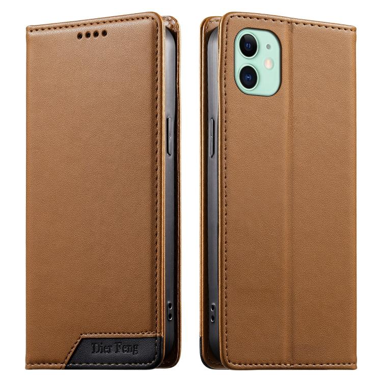 Coque de téléphone en cuir végétalien Dierfeng Splicing Strong Magnetic RFID, pour iPhone 11 Pro Max, pour iPhone 11, pour iPhone 11 Pro, pour iPhone X / XS, pour iPhone XR, pour iPhone XS Max, pour iPhone 8 Plus / 7 Plus