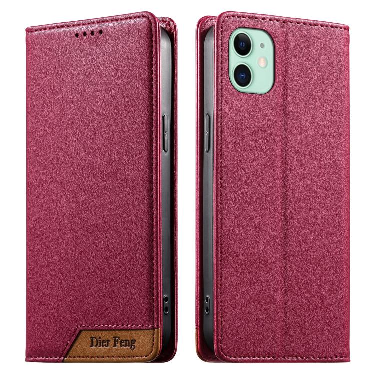 Coque de téléphone en cuir végétalien Dierfeng Splicing Strong Magnetic RFID, pour iPhone 11 Pro Max, pour iPhone 11, pour iPhone 11 Pro, pour iPhone X / XS, pour iPhone XR, pour iPhone XS Max, pour iPhone 8 Plus / 7 Plus