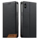Coque de téléphone en cuir végétalien Dierfeng Splicing Strong Magnetic RFID, pour iPhone 11 Pro Max, pour iPhone 11, pour iPhone 11 Pro, pour iPhone X / XS, pour iPhone XR, pour iPhone XS Max, pour iPhone 8 Plus / 7 Plus