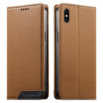 Coque de téléphone en cuir végétalien Dierfeng Splicing Strong Magnetic RFID, pour iPhone 11 Pro Max, pour iPhone 11, pour iPhone 11 Pro, pour iPhone X / XS, pour iPhone XR, pour iPhone XS Max, pour iPhone 8 Plus / 7 Plus