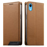 Coque de téléphone en cuir végétalien Dierfeng Splicing Strong Magnetic RFID, pour iPhone 11 Pro Max, pour iPhone 11, pour iPhone 11 Pro, pour iPhone X / XS, pour iPhone XR, pour iPhone XS Max, pour iPhone 8 Plus / 7 Plus