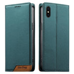 Coque de téléphone en cuir végétalien Dierfeng Splicing Strong Magnetic RFID, pour iPhone 11 Pro Max, pour iPhone 11, pour iPhone 11 Pro, pour iPhone X / XS, pour iPhone XR, pour iPhone XS Max, pour iPhone 8 Plus / 7 Plus
