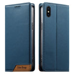 Coque de téléphone en cuir végétalien Dierfeng Splicing Strong Magnetic RFID, pour iPhone 11 Pro Max, pour iPhone 11, pour iPhone 11 Pro, pour iPhone X / XS, pour iPhone XR, pour iPhone XS Max, pour iPhone 8 Plus / 7 Plus