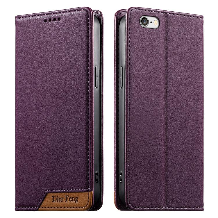Coque de téléphone en cuir végétalien Dierfeng Splicing Strong Magnetic RFID, pour iPhone 11 Pro Max, pour iPhone 11, pour iPhone 11 Pro, pour iPhone X / XS, pour iPhone XR, pour iPhone XS Max, pour iPhone 8 Plus / 7 Plus