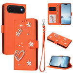 Coque de téléphone en cuir végétalien double couche ZS01 avec motif cœur et dragonne, pour iPhone 17e / 16e, pour iPhone 17 Pro Max, pour iPhone 17 Pro, pour iPhone 17, pour iPhone Air, pour iPhone 16 Pro Max