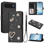 Coque de téléphone en cuir végétalien double couche ZS01 avec motif cœur et dragonne, pour iPhone 17e / 16e, pour iPhone 17 Pro Max, pour iPhone 17 Pro, pour iPhone 17, pour iPhone Air, pour iPhone 16 Pro Max