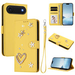 Coque de téléphone en cuir végétalien double couche ZS01 avec motif cœur et dragonne, pour iPhone 17e / 16e, pour iPhone 17 Pro Max, pour iPhone 17 Pro, pour iPhone 17, pour iPhone Air, pour iPhone 16 Pro Max