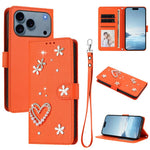 Coque de téléphone en cuir végétalien double couche ZS01 avec motif cœur et dragonne, pour iPhone 17e / 16e, pour iPhone 17 Pro Max, pour iPhone 17 Pro, pour iPhone 17, pour iPhone Air, pour iPhone 16 Pro Max