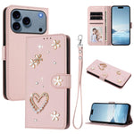 Coque de téléphone en cuir végétalien double couche ZS01 avec motif cœur et dragonne, pour iPhone 17e / 16e, pour iPhone 17 Pro Max, pour iPhone 17 Pro, pour iPhone 17, pour iPhone Air, pour iPhone 16 Pro Max