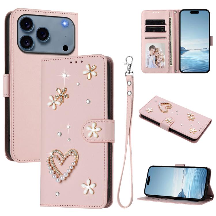 Coque de téléphone en cuir végétalien double couche ZS01 avec motif cœur et dragonne, pour iPhone 17e / 16e, pour iPhone 17 Pro Max, pour iPhone 17 Pro, pour iPhone 17, pour iPhone Air, pour iPhone 16 Pro Max