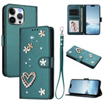 Coque de téléphone en cuir végétalien double couche ZS01 avec motif cœur et dragonne, pour iPhone 17e / 16e, pour iPhone 17 Pro Max, pour iPhone 17 Pro, pour iPhone 17, pour iPhone Air, pour iPhone 16 Pro Max