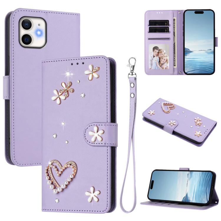 ZS01 Étui de téléphone en cuir végétalien à double couche, motifs floraux, avec dragonne, pour iPhone 13 Pro, pour iPhone 12 / 12 Pro, pour iPhone 12 Pro Max, pour iPhone 11 Pro Max, pour iPhone 11, pour iPhone 11 Pro