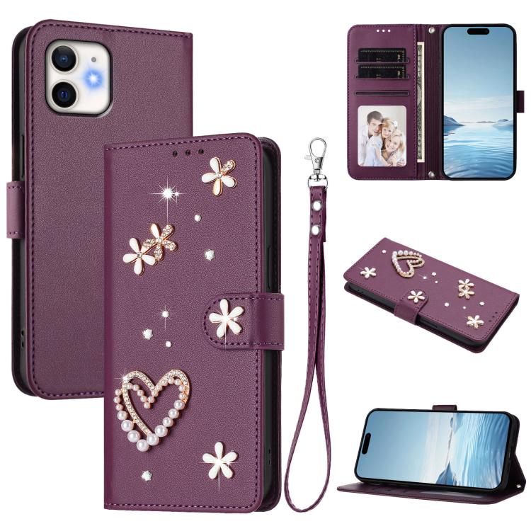 ZS01 Étui de téléphone en cuir végétalien à double couche, motifs floraux, avec dragonne, pour iPhone 13 Pro, pour iPhone 12 / 12 Pro, pour iPhone 12 Pro Max, pour iPhone 11 Pro Max, pour iPhone 11, pour iPhone 11 Pro