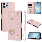 ZS01 Étui de téléphone en cuir végétalien à double couche, motifs floraux, avec dragonne, pour iPhone 13 Pro, pour iPhone 12 / 12 Pro, pour iPhone 12 Pro Max, pour iPhone 11 Pro Max, pour iPhone 11, pour iPhone 11 Pro