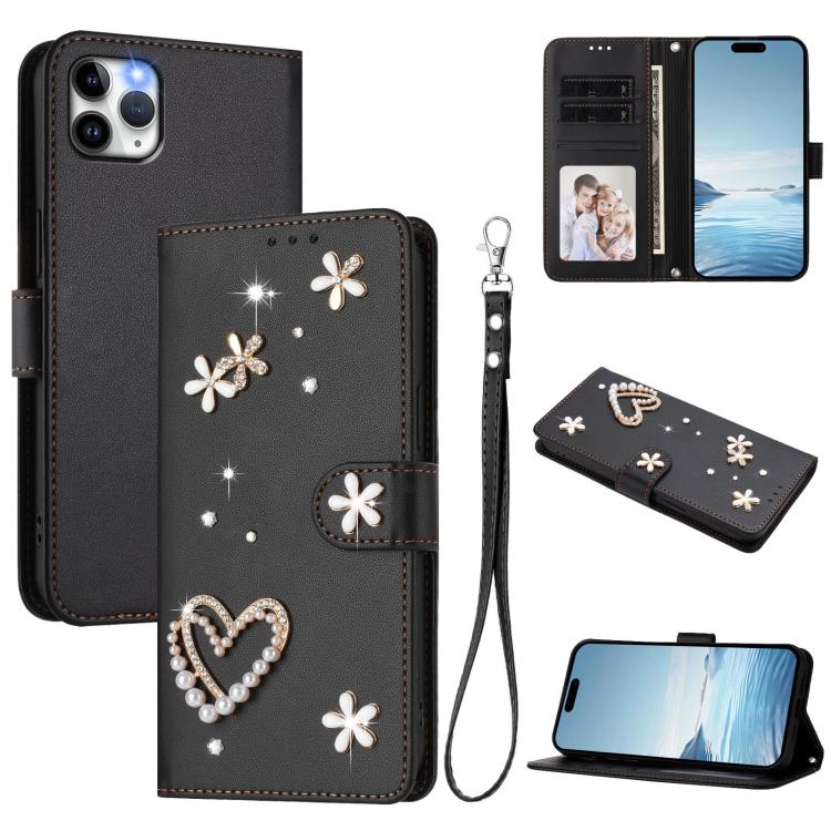ZS01 Étui de téléphone en cuir végétalien à double couche, motifs floraux, avec dragonne, pour iPhone 13 Pro, pour iPhone 12 / 12 Pro, pour iPhone 12 Pro Max, pour iPhone 11 Pro Max, pour iPhone 11, pour iPhone 11 Pro