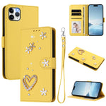 ZS01 Étui de téléphone en cuir végétalien à double couche, motifs floraux, avec dragonne, pour iPhone 13 Pro, pour iPhone 12 / 12 Pro, pour iPhone 12 Pro Max, pour iPhone 11 Pro Max, pour iPhone 11, pour iPhone 11 Pro
