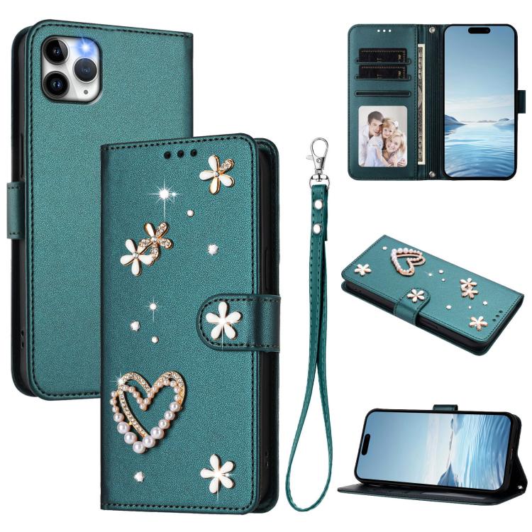 ZS01 Étui de téléphone en cuir végétalien à double couche, motifs floraux, avec dragonne, pour iPhone 13 Pro, pour iPhone 12 / 12 Pro, pour iPhone 12 Pro Max, pour iPhone 11 Pro Max, pour iPhone 11, pour iPhone 11 Pro