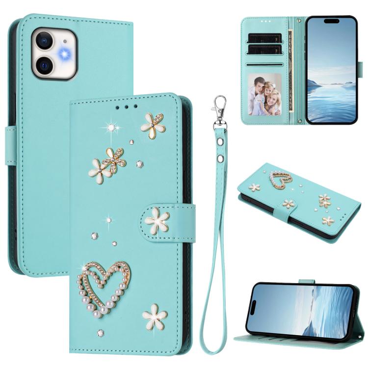 ZS01 Étui de téléphone en cuir végétalien à double couche, motifs floraux, avec dragonne, pour iPhone 13 Pro, pour iPhone 12 / 12 Pro, pour iPhone 12 Pro Max, pour iPhone 11 Pro Max, pour iPhone 11, pour iPhone 11 Pro