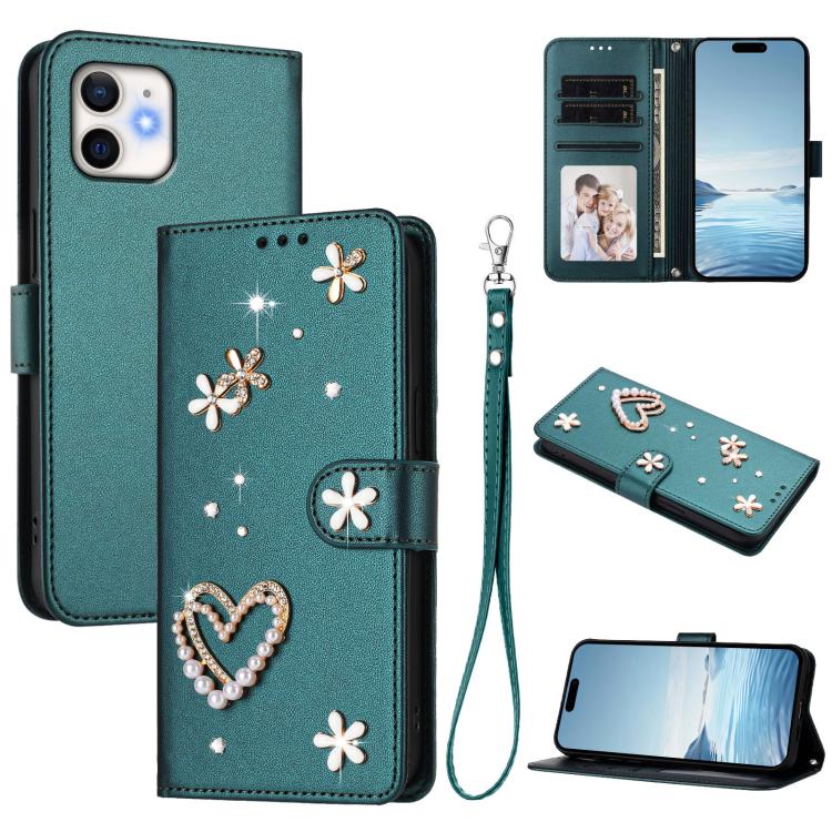 ZS01 Étui de téléphone en cuir végétalien à double couche, motifs floraux, avec dragonne, pour iPhone 13 Pro, pour iPhone 12 / 12 Pro, pour iPhone 12 Pro Max, pour iPhone 11 Pro Max, pour iPhone 11, pour iPhone 11 Pro