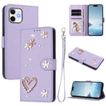 ZS01 Étui de téléphone en cuir végétalien à double couche, motifs floraux, avec dragonne, pour iPhone 13 Pro, pour iPhone 12 / 12 Pro, pour iPhone 12 Pro Max, pour iPhone 11 Pro Max, pour iPhone 11, pour iPhone 11 Pro