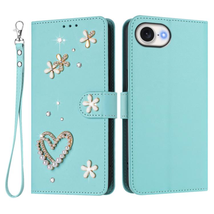 Coque de téléphone en cuir végétalien double couche ZS01 avec motif cœur et dragonne, pour iPhone 17e / 16e, pour iPhone 17 Pro Max, pour iPhone 17 Pro, pour iPhone 17, pour iPhone Air, pour iPhone 16 Pro Max