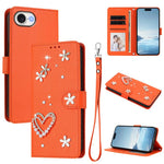 Coque de téléphone en cuir végétalien double couche ZS01 avec motif cœur et dragonne, pour iPhone 17e / 16e, pour iPhone 17 Pro Max, pour iPhone 17 Pro, pour iPhone 17, pour iPhone Air, pour iPhone 16 Pro Max