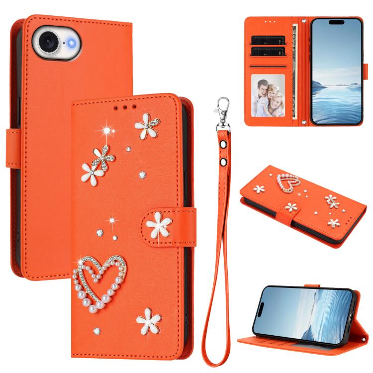 Coque de téléphone en cuir végétalien double couche ZS01 avec motif cœur et dragonne, pour iPhone 17e / 16e, pour iPhone 17 Pro Max, pour iPhone 17 Pro, pour iPhone 17, pour iPhone Air, pour iPhone 16 Pro Max