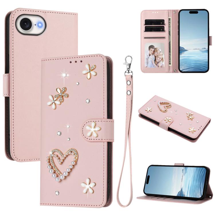 Coque de téléphone en cuir végétalien double couche ZS01 avec motif cœur et dragonne, pour iPhone 17e / 16e, pour iPhone 17 Pro Max, pour iPhone 17 Pro, pour iPhone 17, pour iPhone Air, pour iPhone 16 Pro Max
