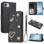 Coque de téléphone en cuir végétalien double couche ZS01 avec motif cœur et dragonne, pour iPhone 17e / 16e, pour iPhone 17 Pro Max, pour iPhone 17 Pro, pour iPhone 17, pour iPhone Air, pour iPhone 16 Pro Max