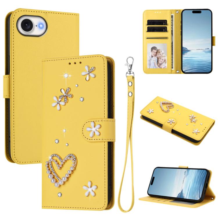 Coque de téléphone en cuir végétalien double couche ZS01 avec motif cœur et dragonne, pour iPhone 17e / 16e, pour iPhone 17 Pro Max, pour iPhone 17 Pro, pour iPhone 17, pour iPhone Air, pour iPhone 16 Pro Max