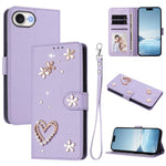 Coque de téléphone en cuir végétalien double couche ZS01 avec motif cœur et dragonne, pour iPhone 17e / 16e, pour iPhone 17 Pro Max, pour iPhone 17 Pro, pour iPhone 17, pour iPhone Air, pour iPhone 16 Pro Max