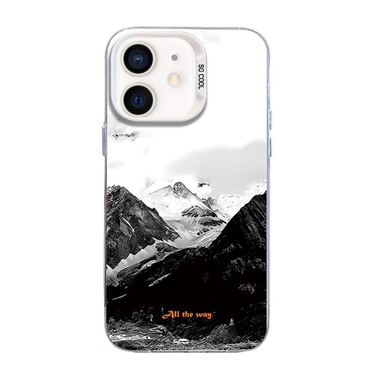 Coque de téléphone hybride PC TPU argenté à motif montagne, pour iPhone 12 mini, pour iPhone 11 Pro Max, pour iPhone 11, pour iPhone 11 Pro, pour iPhone XS / X, pour iPhone XR, pour iPhone XS Max, pour iPhone 8 Plus / 7 Plus
