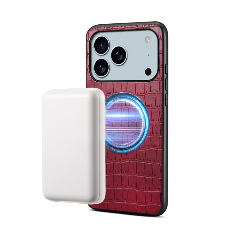 Denior A09 Étui de téléphone magnétique en cuir vegan PU texture crocodile, pour iPhone 17 Pro Max, pour iPhone 17 Pro