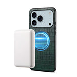 Denior A09 Étui de téléphone magnétique en cuir vegan PU texture crocodile, pour iPhone 17 Pro Max, pour iPhone 17 Pro